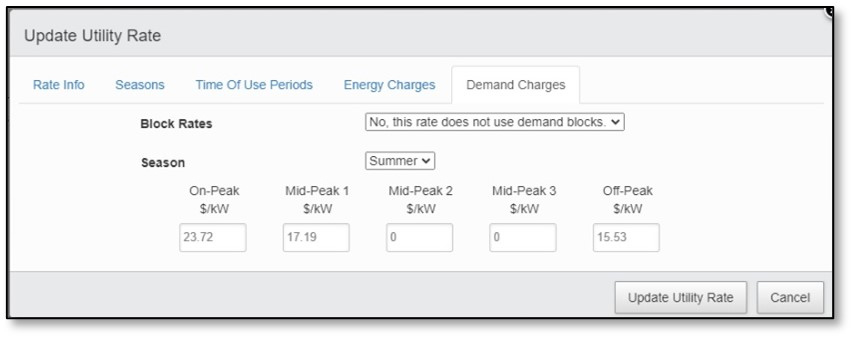 GridMaster控制器界面——更新电力公司费率